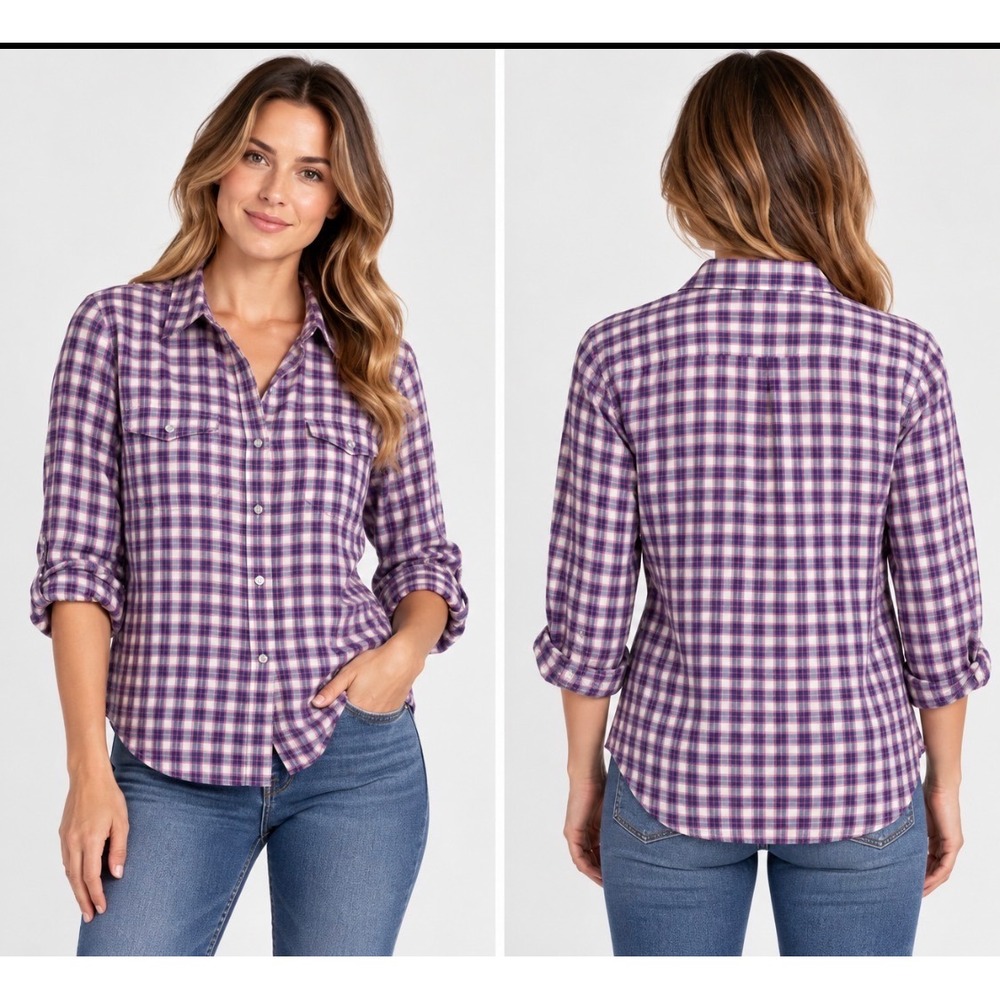VT Wrangler Wrancher Women's L Western Pearl Snap Button Down Long Sleeve Plaid